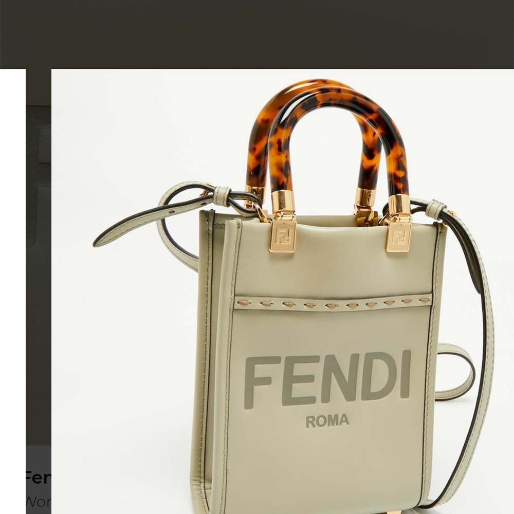 Fendi Mini Tote in Beige with Tortoiseshell Handles